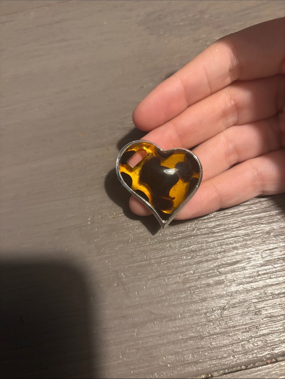 Tortoiseshell Heart Pendant Necklace - Amber Brown Heart Charm